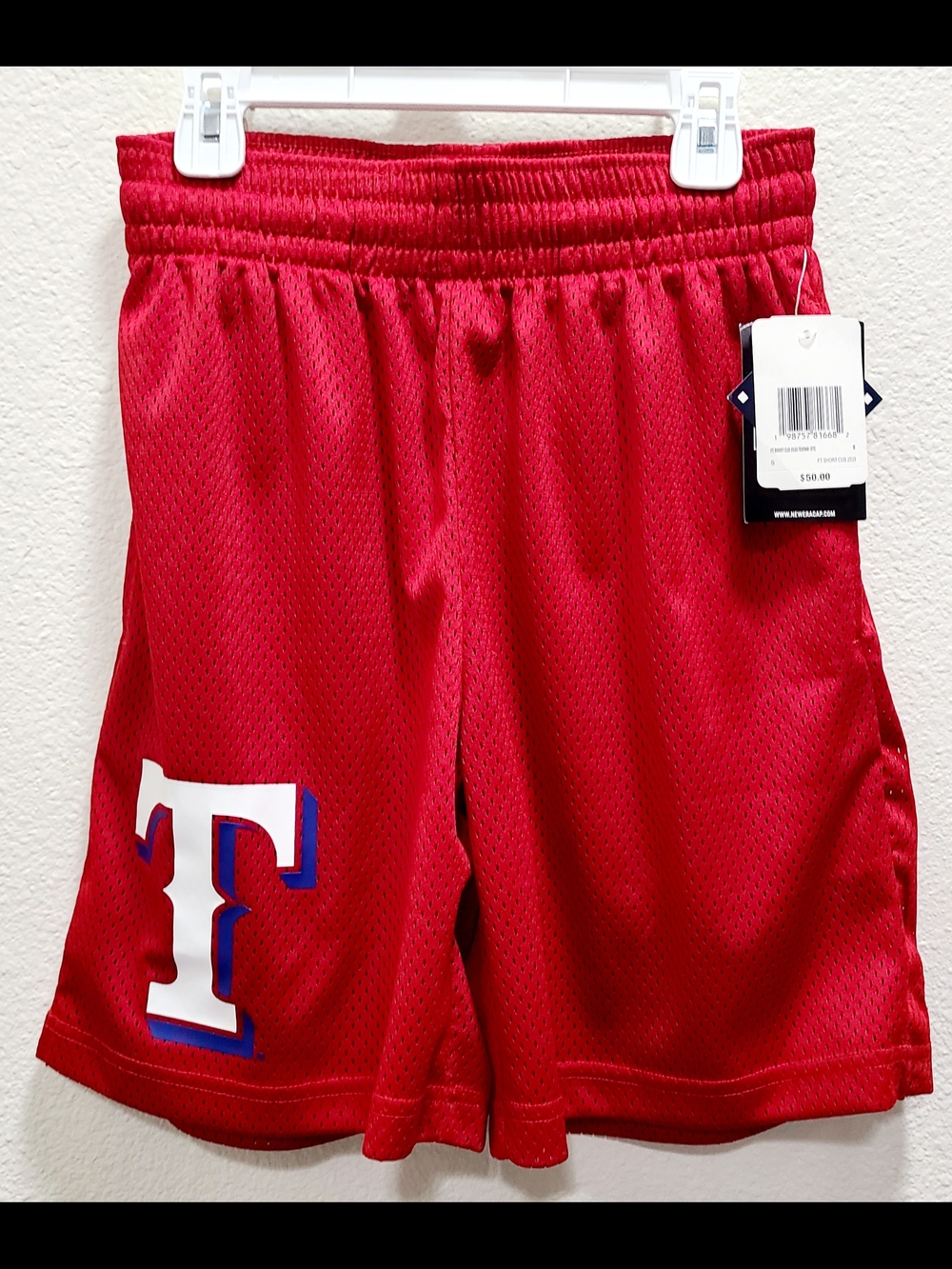 New Era Red Texas Rangers Mesh Athletic Shorts